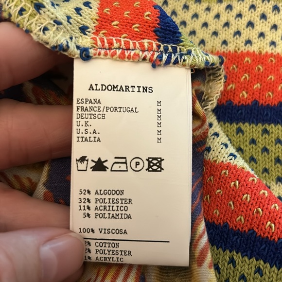 Aldo Martins Anthro Mix Media Bohemian Colorfully Blouse Top Mix Print Medium - Picture 7 of 9